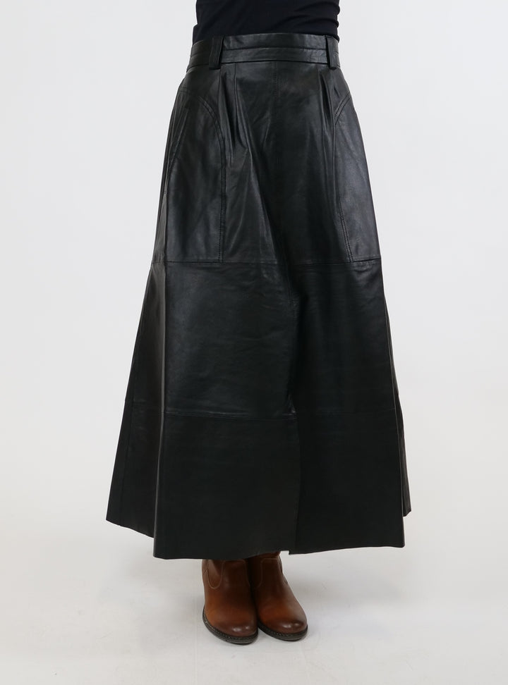 Ny Lummy-nederdel, 88 cm. - Lammelæder - Dame - Sort