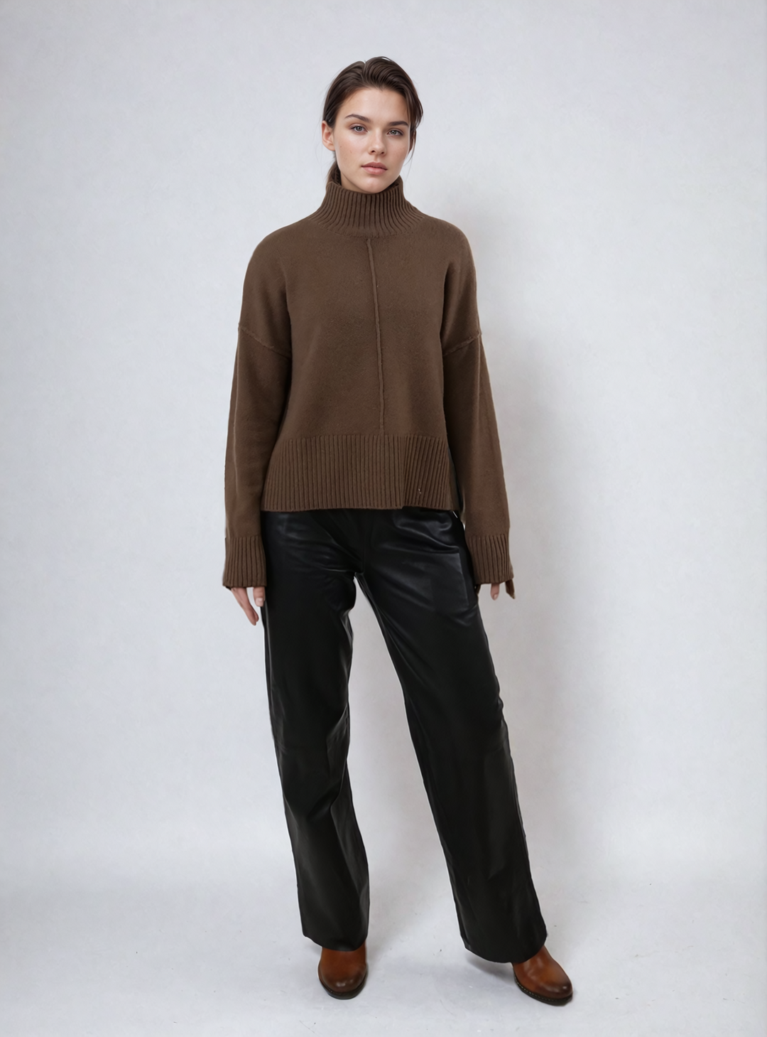 SY-23080 Sweater - 100% Cashmere - Kvinde - Mørkebrun