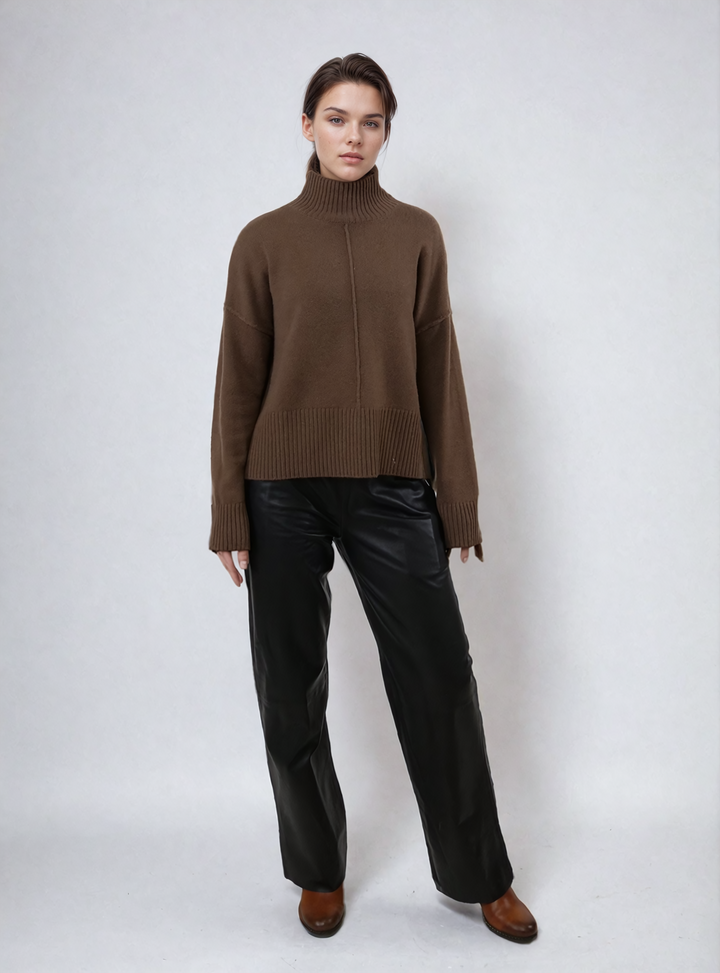 SY-23080 Sweater - 100% Cashmere - Kvinde - Mørkebrun