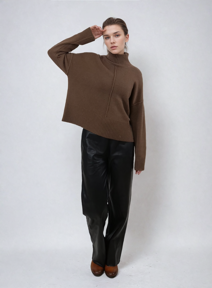 SY-23080 Sweater - 100% Cashmere - Kvinde - Mørkebrun