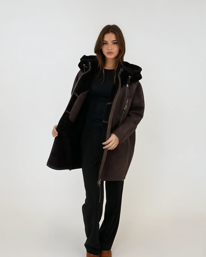 Etwas, 86 cm. - Nappa-Lamm – Damen – Braun