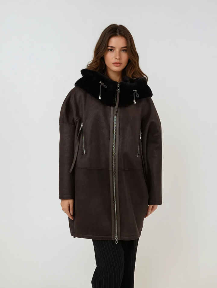 Etwas, 86 cm. - Nappa-Lamm – Damen – Braun