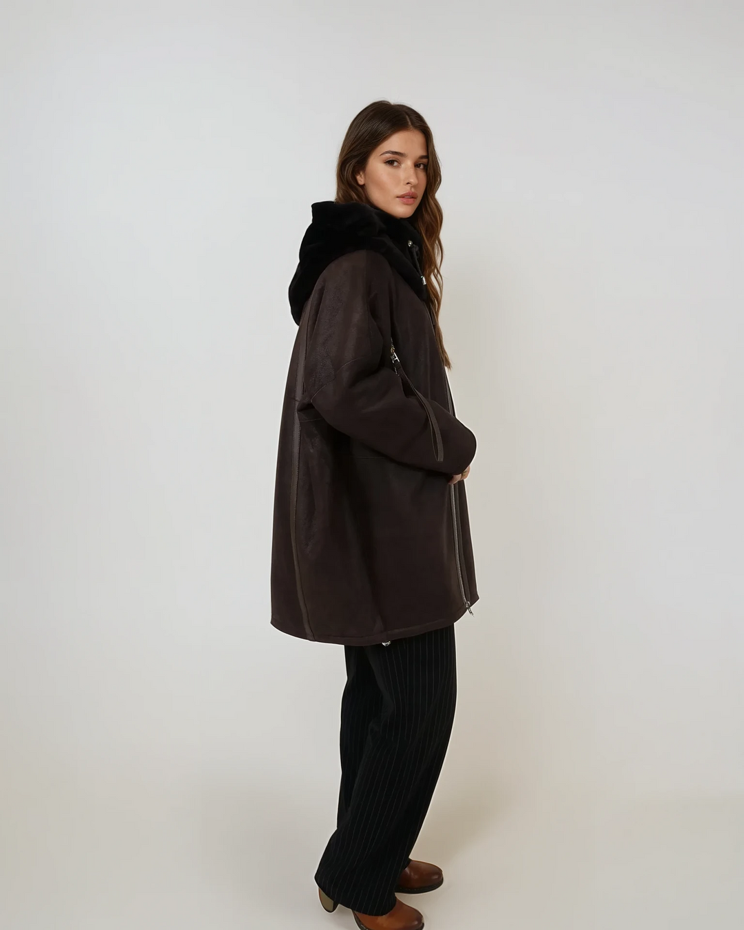 Etwas, 86 cm. - Nappa-Lamm – Damen – Braun