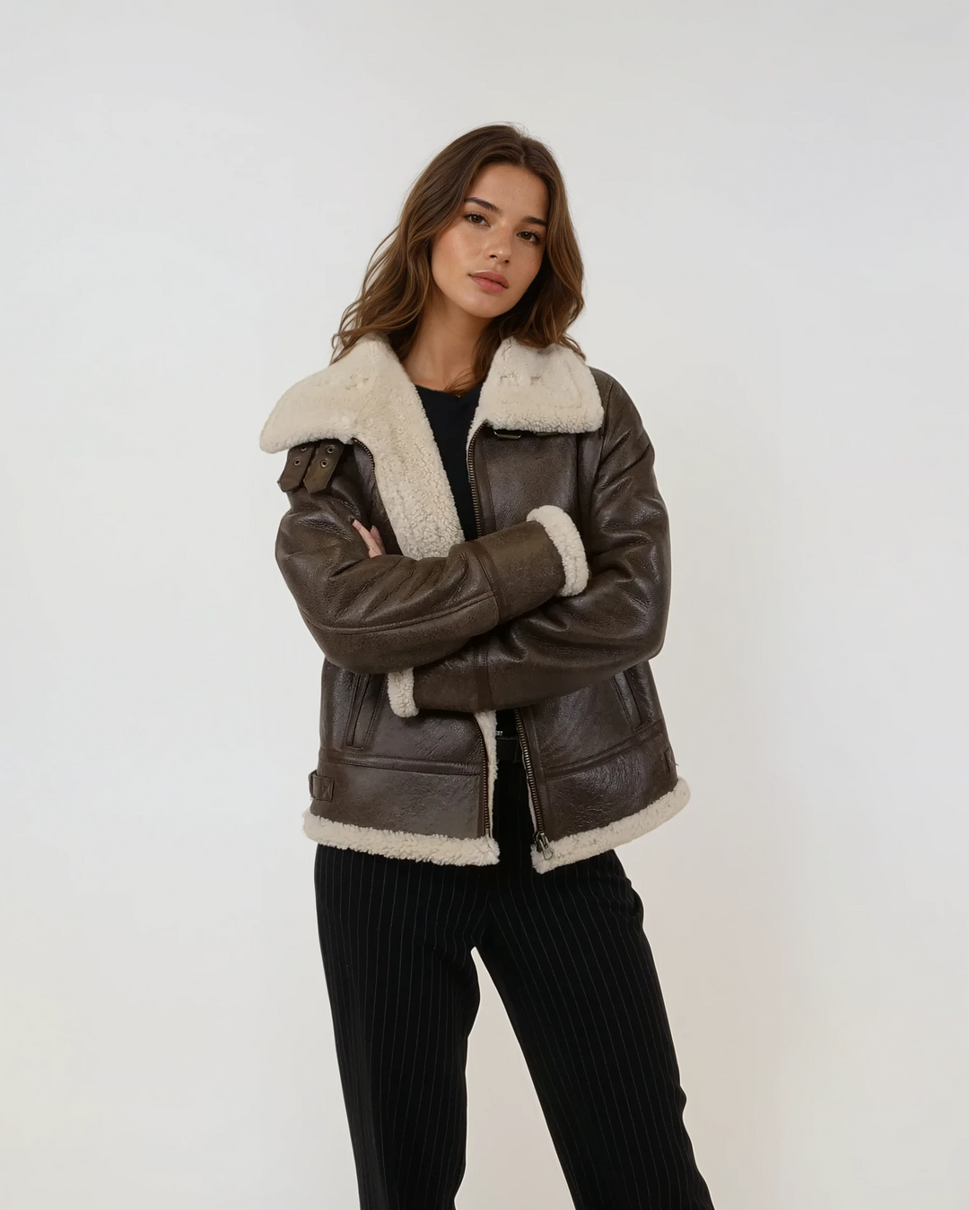 Hadine, 60 cm. - Kraag - Cool Lamb - Dames - Bruin
