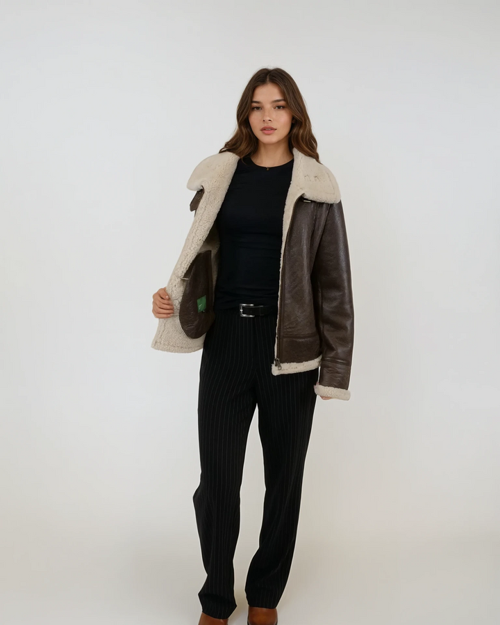 Hadine, 60 cm. - Kraag - Cool Lamb - Dames - Bruin