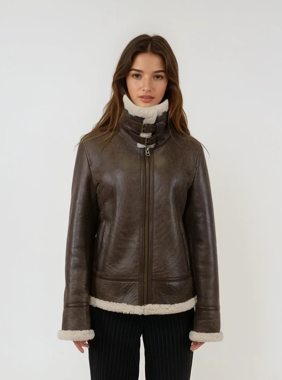 Hadine, 60 cm. - Kraag - Cool Lamb - Dames - Bruin