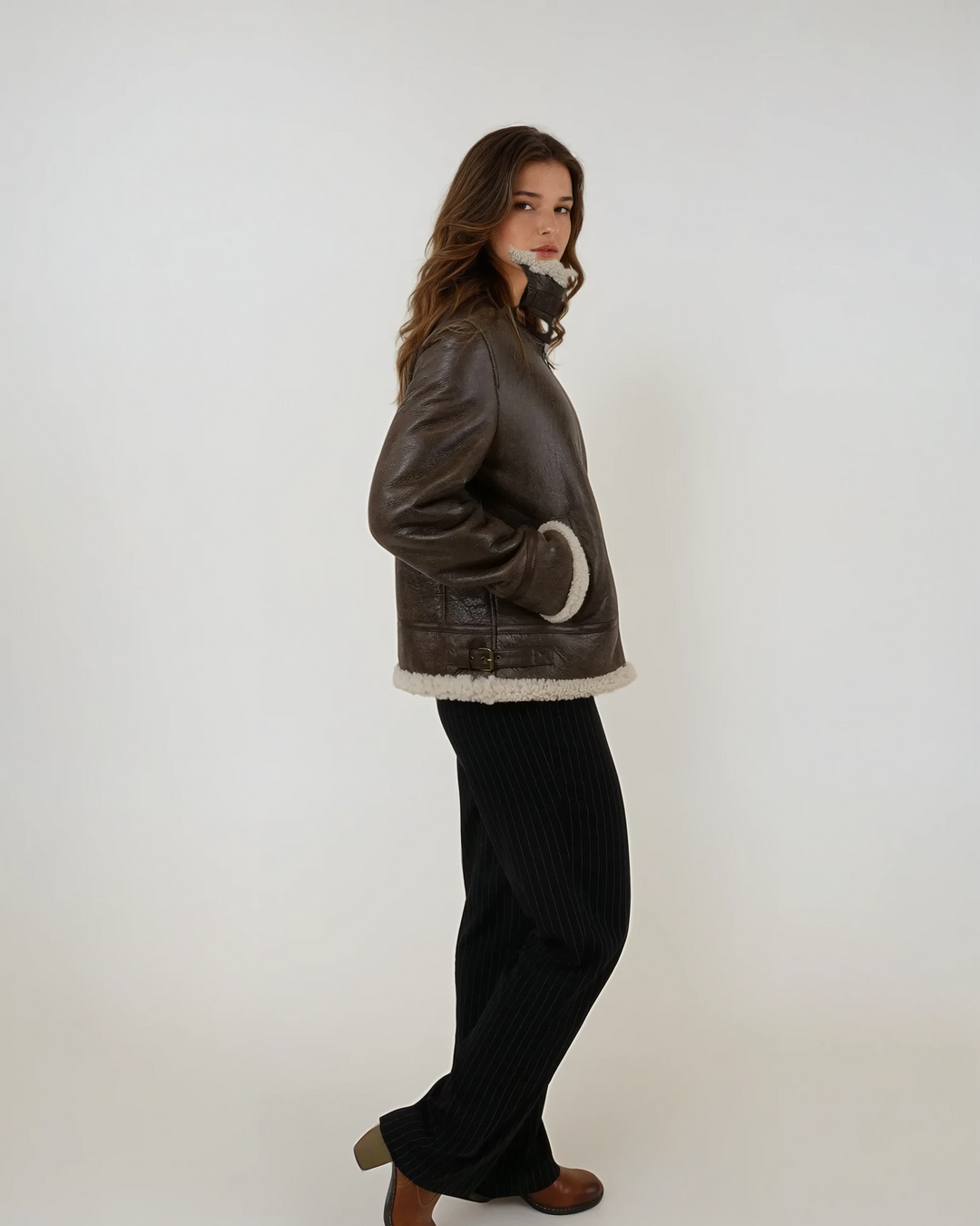 Hadine, 60 cm. - Kraag - Cool Lamb - Dames - Bruin