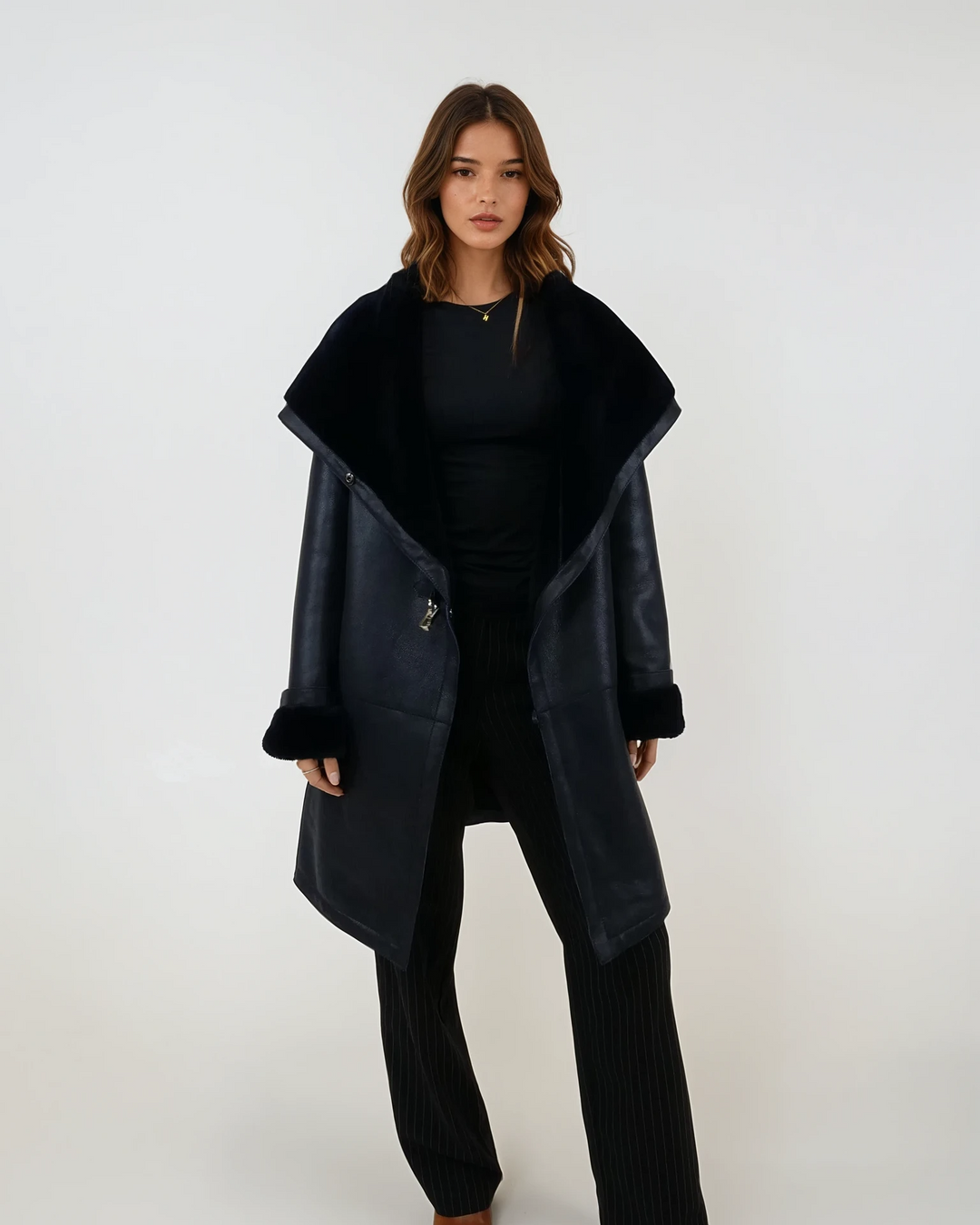 969,90 cm. - Capuz - Nappa Lamb Crack - Mulher - Marinha