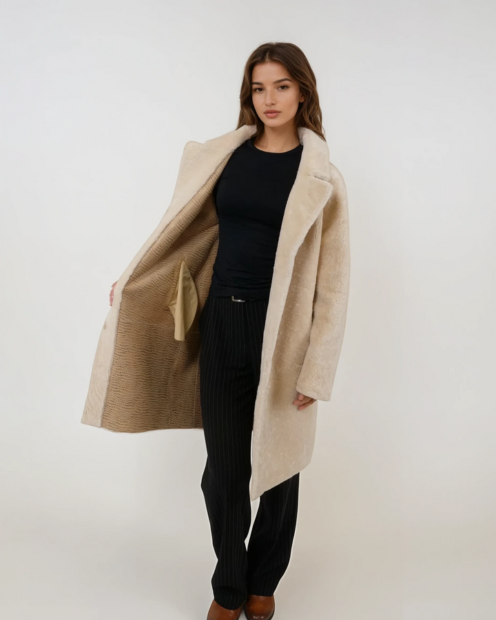 Izel, 95 cm. - Krage - Nappa Lamb - Dam - Beige