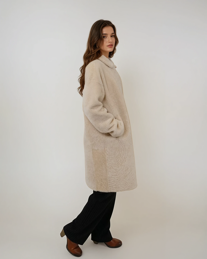 Izel, 95 cm. - Krage - Nappa Lamb - Dam - Beige