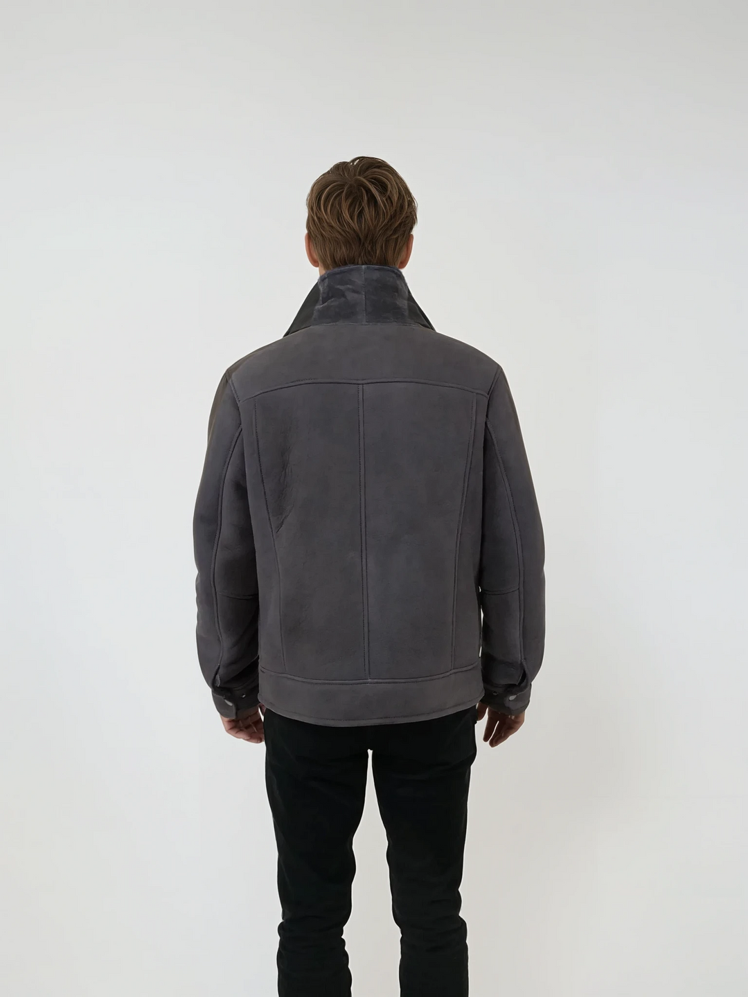 Iannis, 67 cm. - Collar Suede Lamb - Man Grey