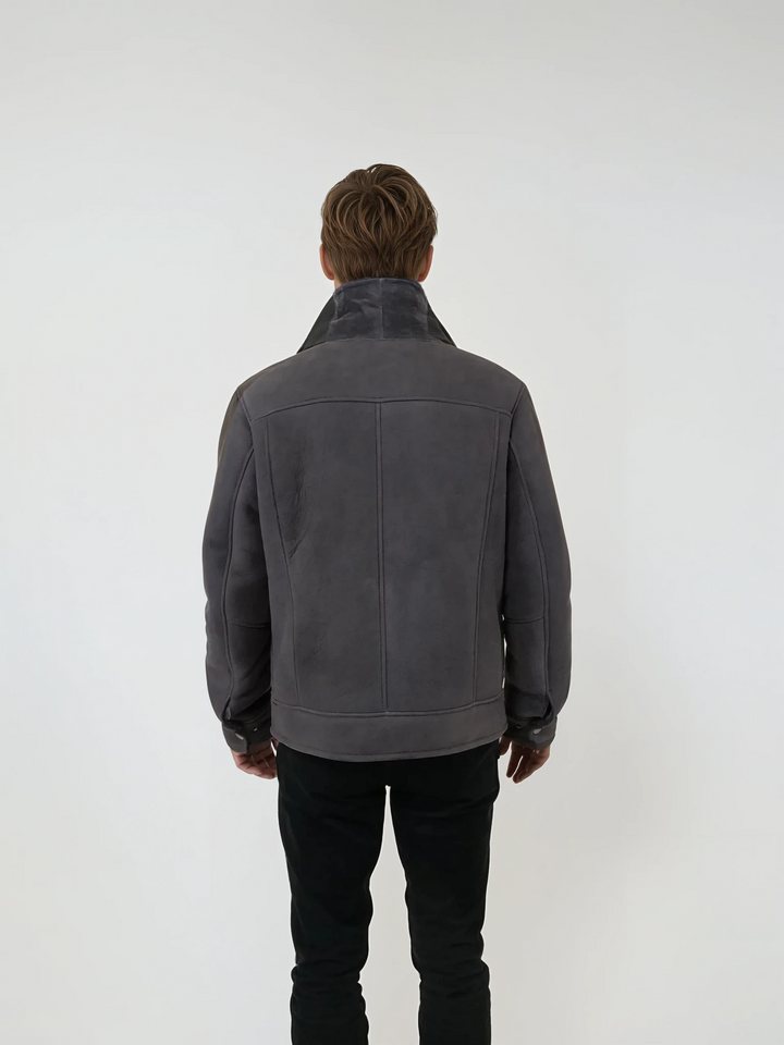 Iannis, 67 cm. - Collar Suede Lamb - Man Grey