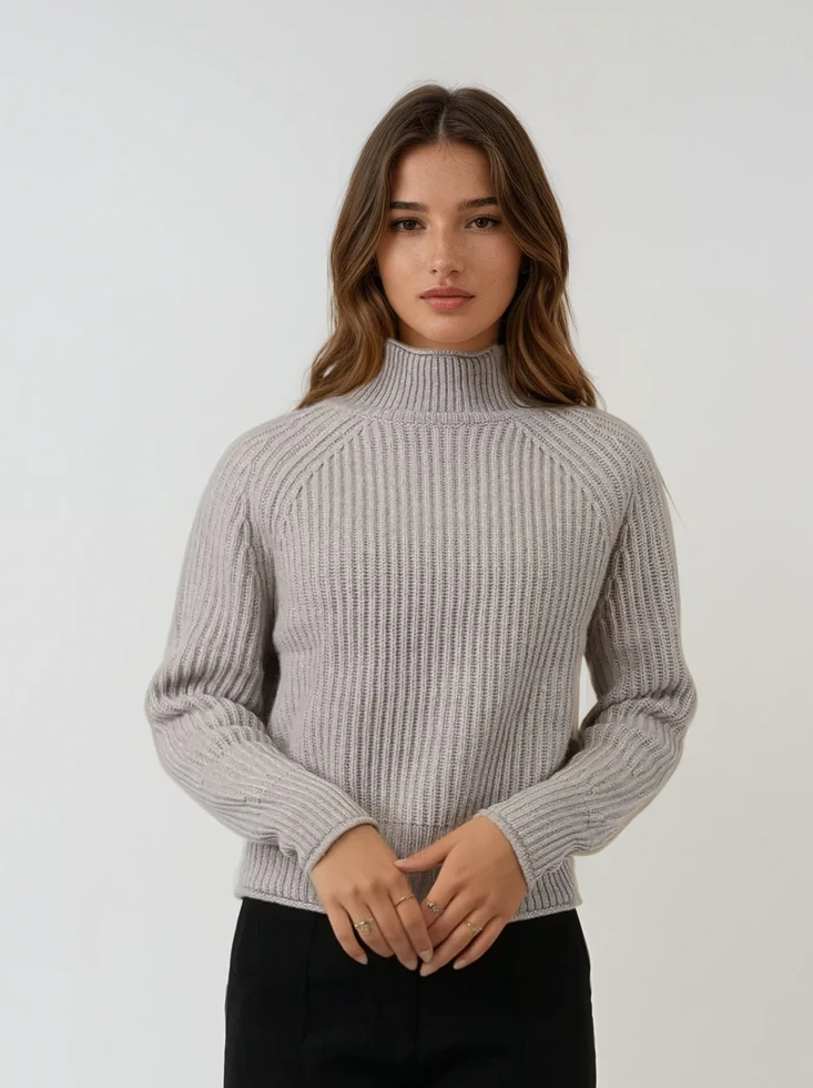 ZMSY-23516 Sweater - 100 % ren kashmir - Damer - Mørk creme