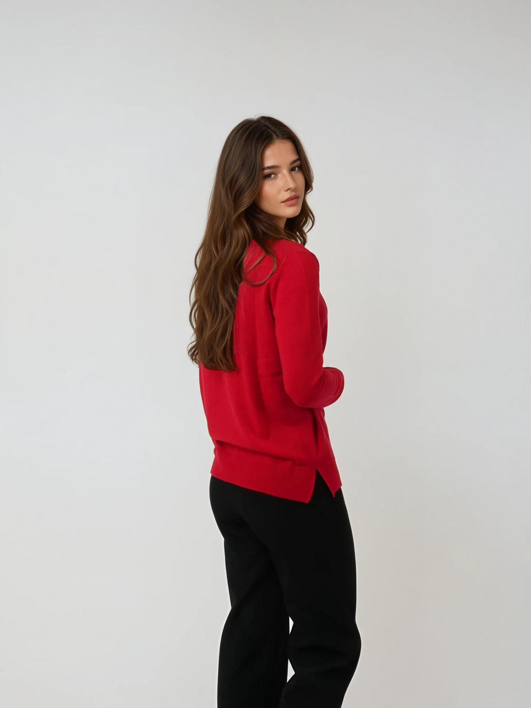 Amy-06 Sweater - 100% Pure Cashmere - Damer - Rød