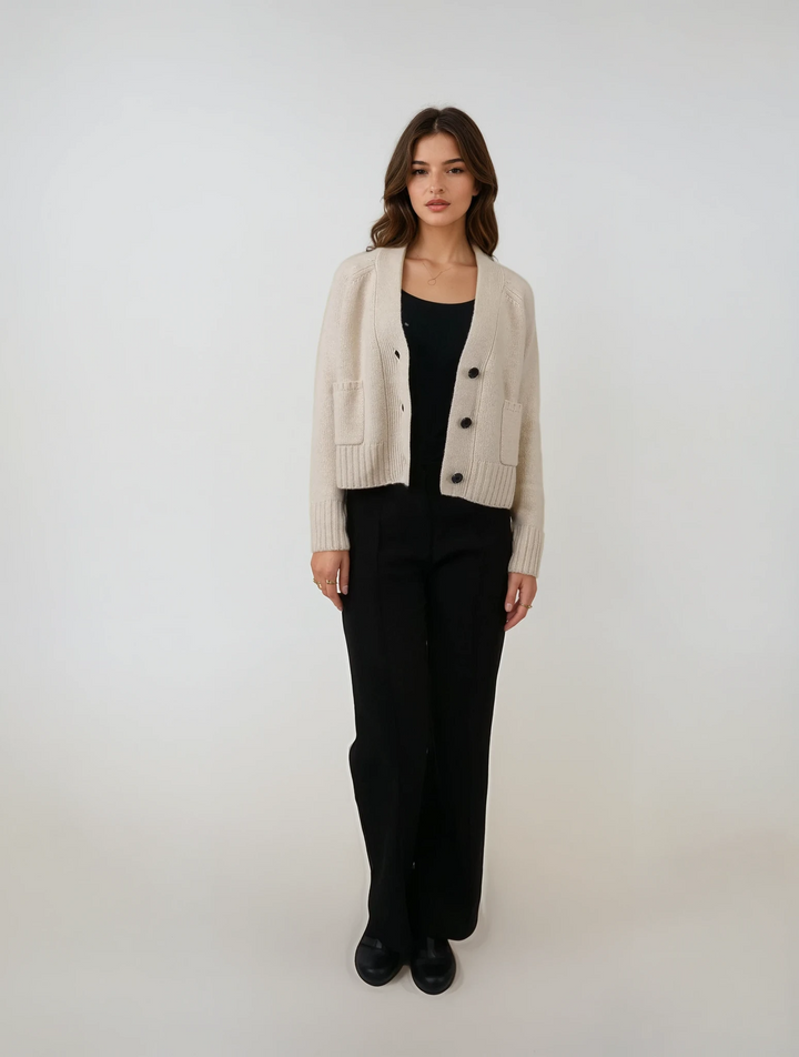P-4062 Cardigan - 100% Pure Cashmere - Damer - Lys Beige