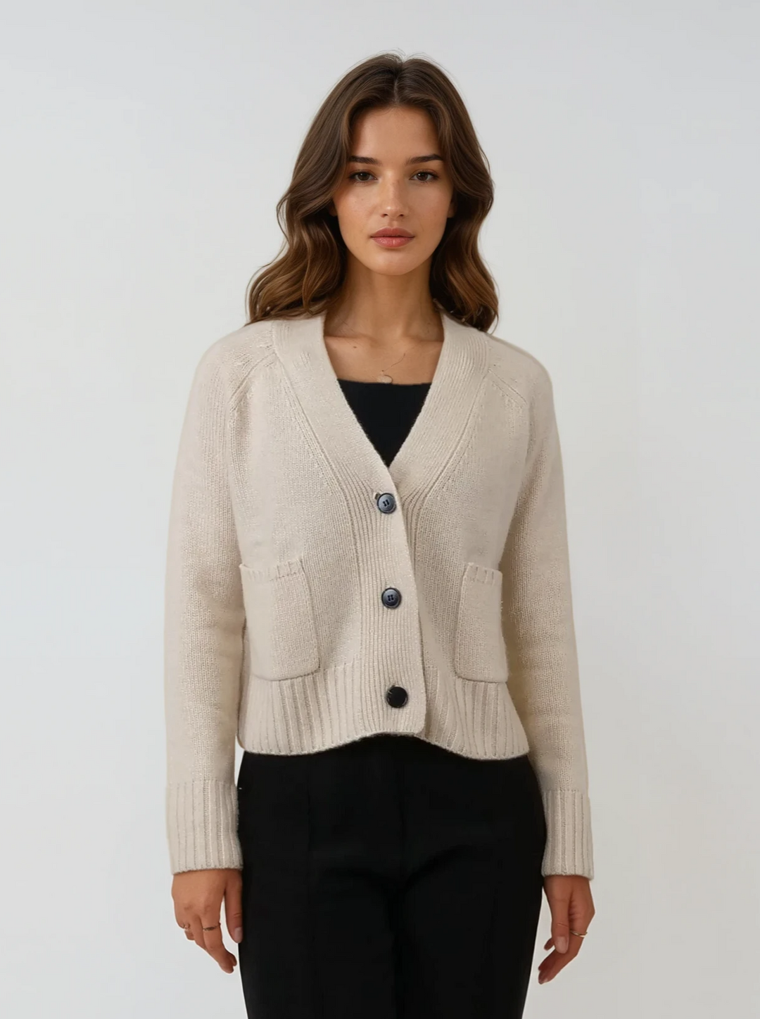 P-4062 Cardigan - 100% Pure Cashmere - Damer - Lys Beige