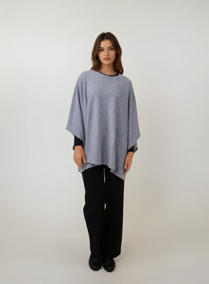 SY-9026 Poncho - 100% Pure Cashmere - Dam - Elgrå