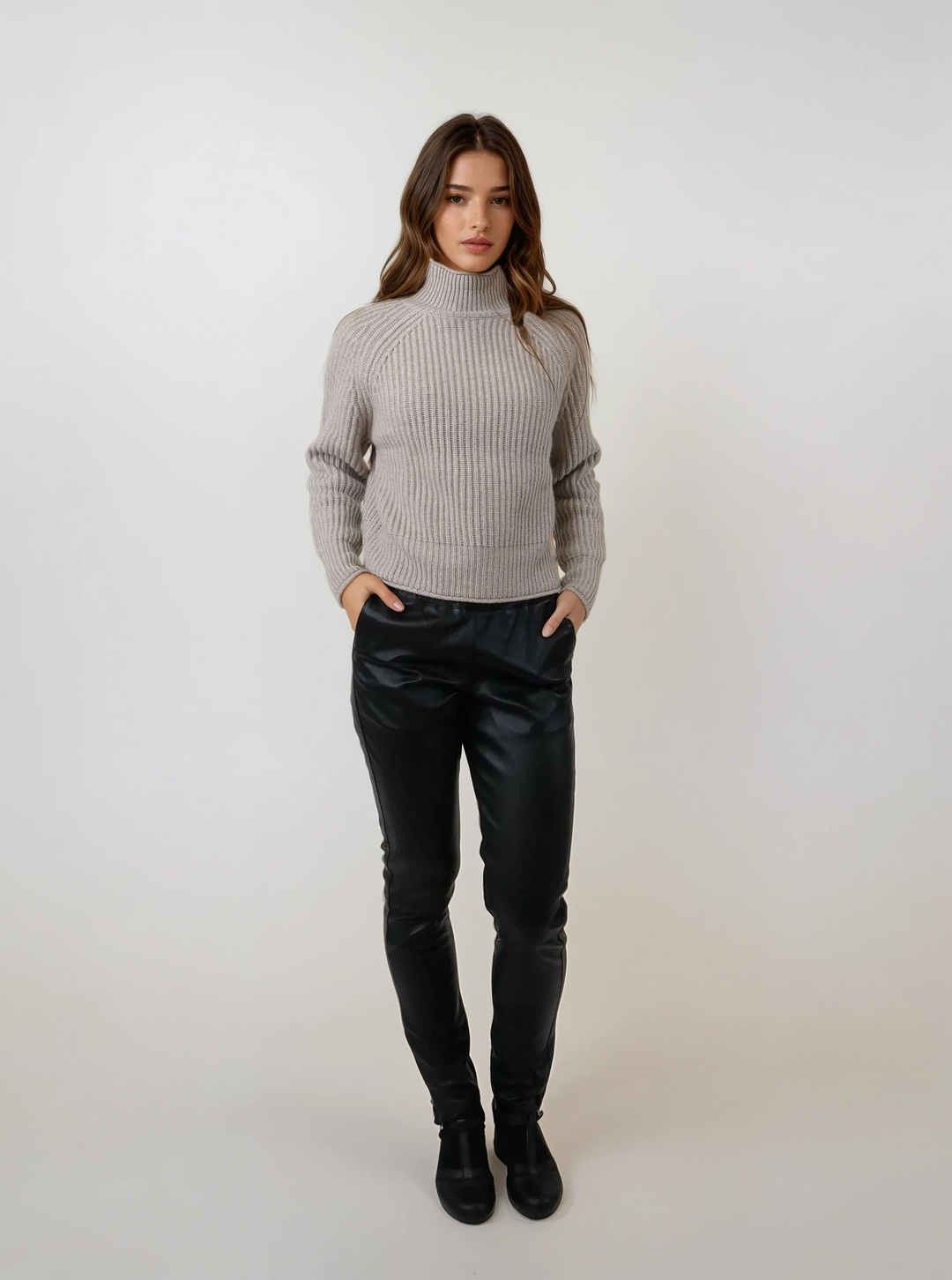 ZMSY-23516 Sweater - 100 % ren kashmir - Damer - Mørk creme