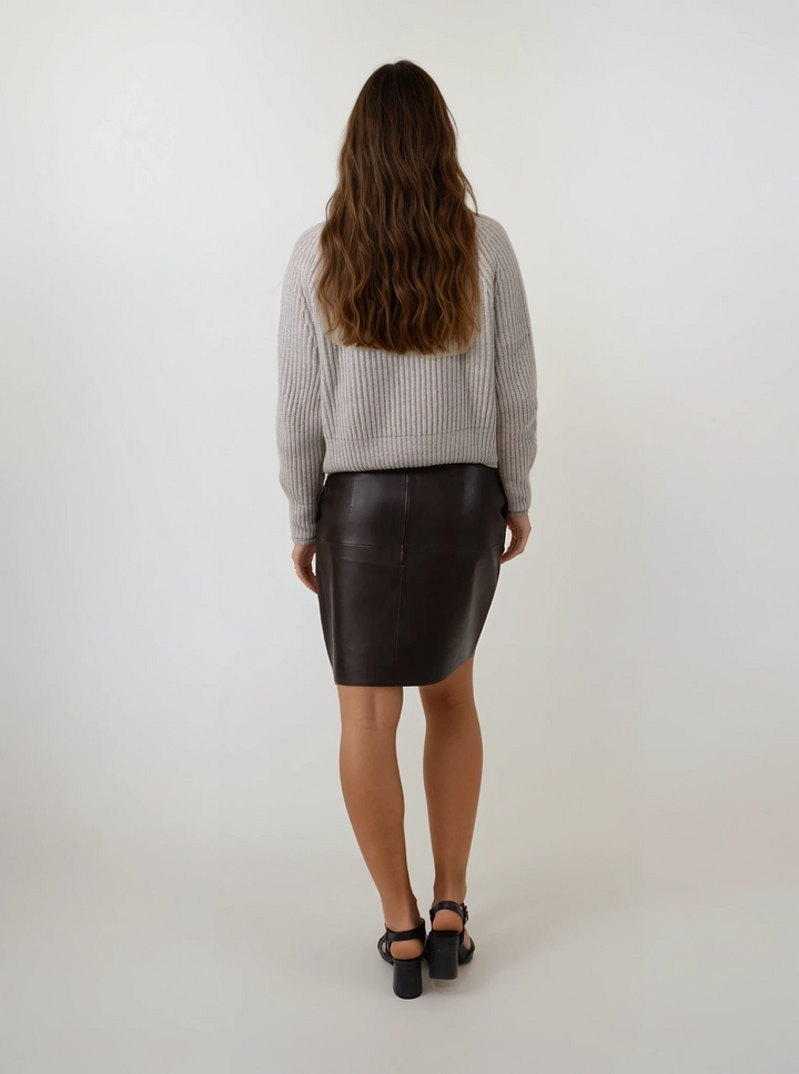 Nieuwe Elsie rok 44 cm. - Lamsnappaleer - Dames - Parker Cognac