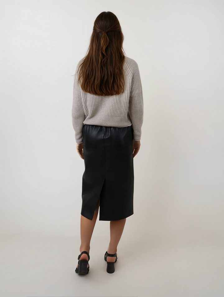 Arlene nederdel, 68 cm. - Lamb Dior Bonded Læder-Damer - Sort