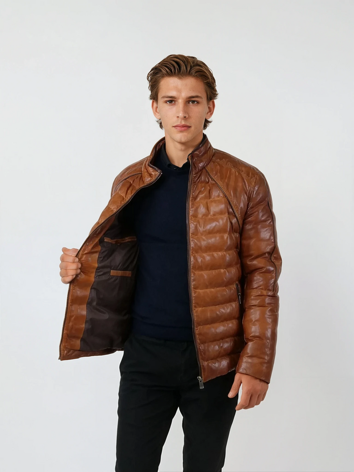 Freddy, 65 cm. - Lammelæder - Mand - Cognac