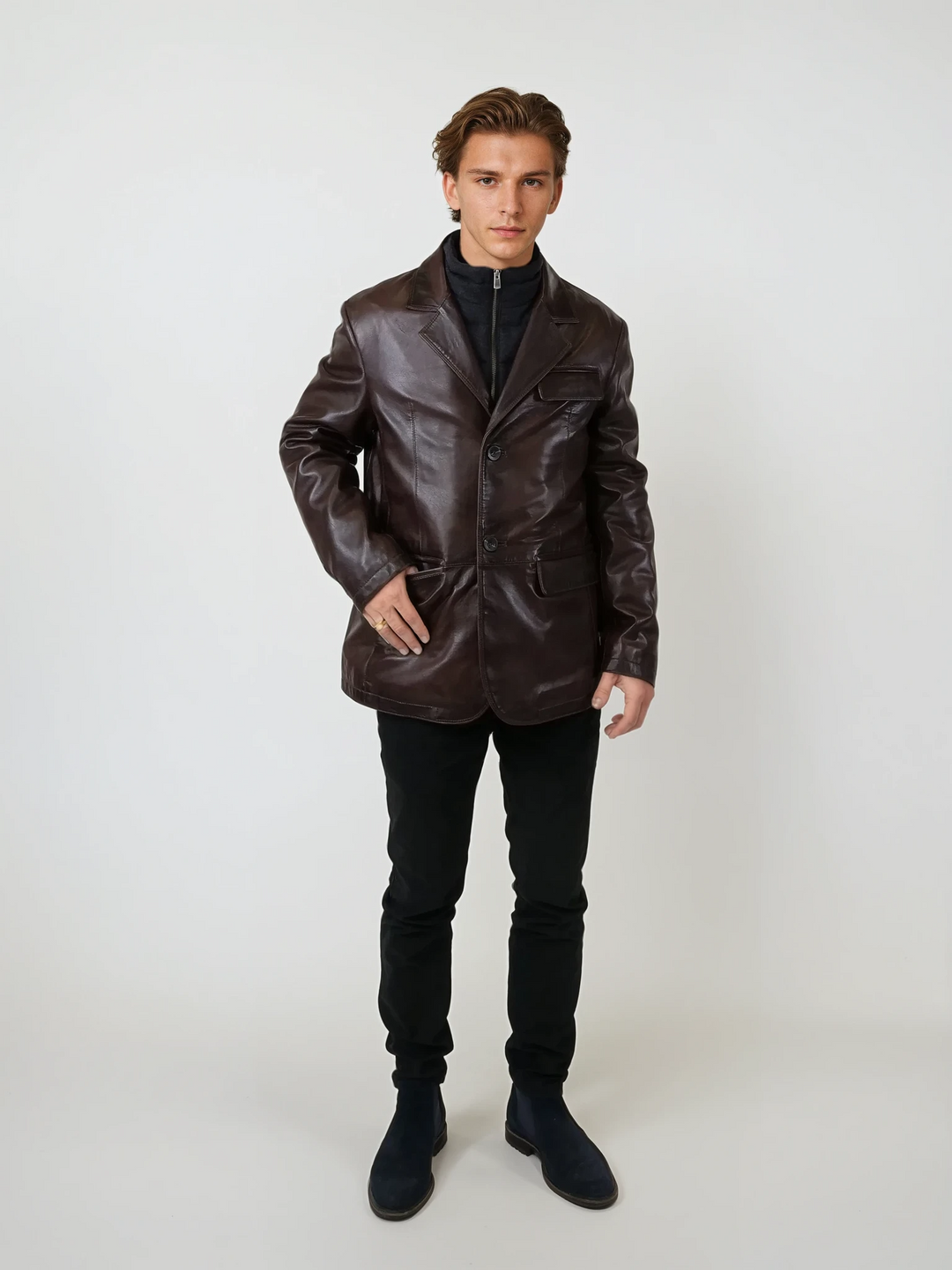 Benit, 74 cm. - Lammleder - Herren - Braun