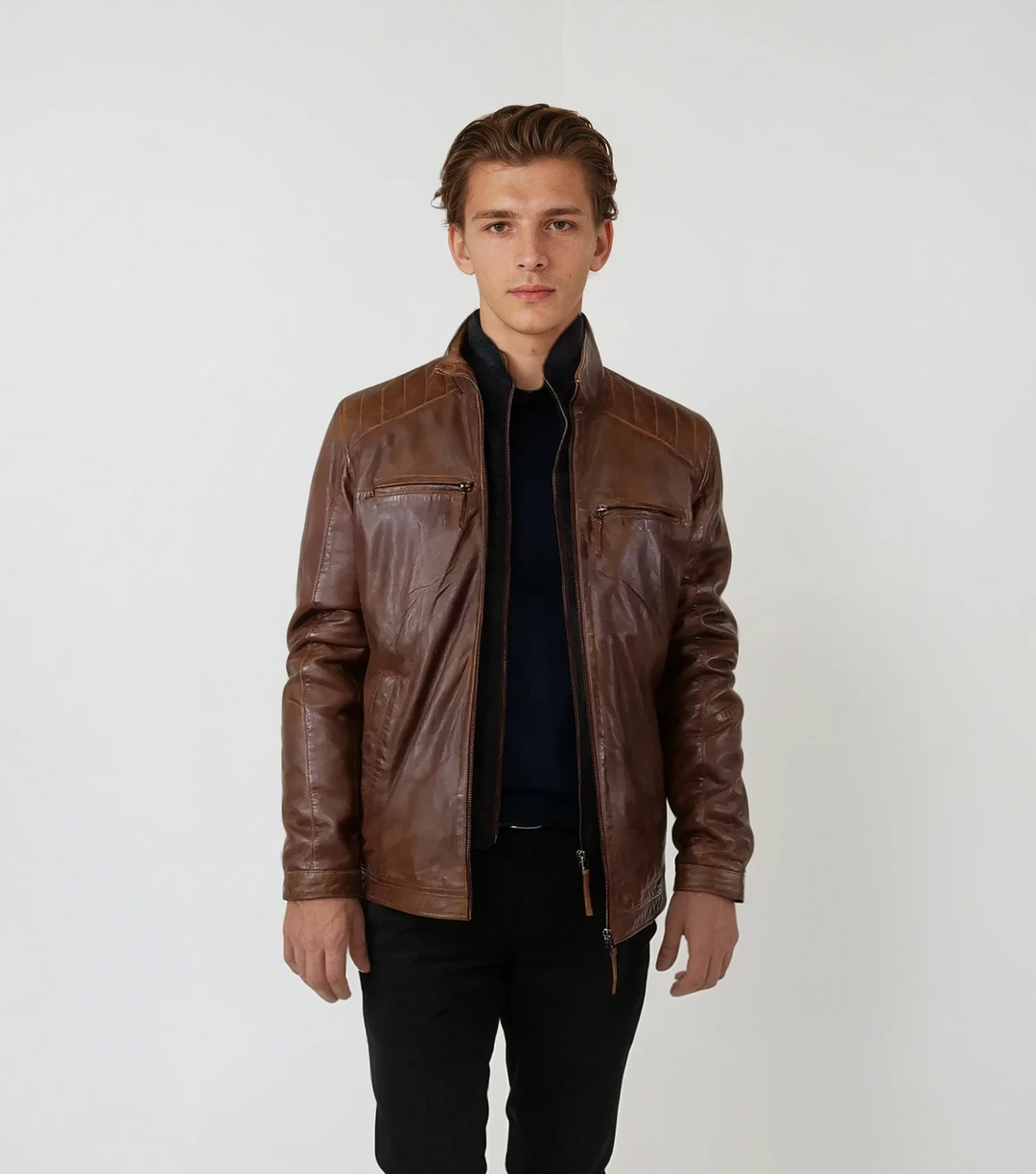 Audrick, 68 cm. - Lamm-Malli-Leder – Herren – Kupferbraun