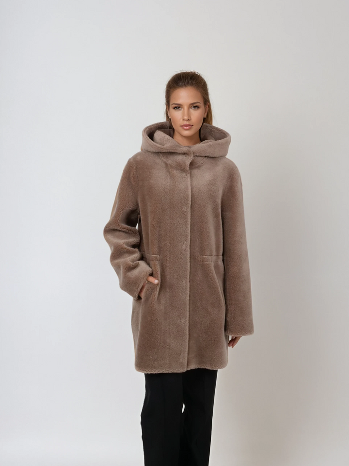 Iric, 85 cm. - Kapuze - Air Wool - Damen - Kastanie