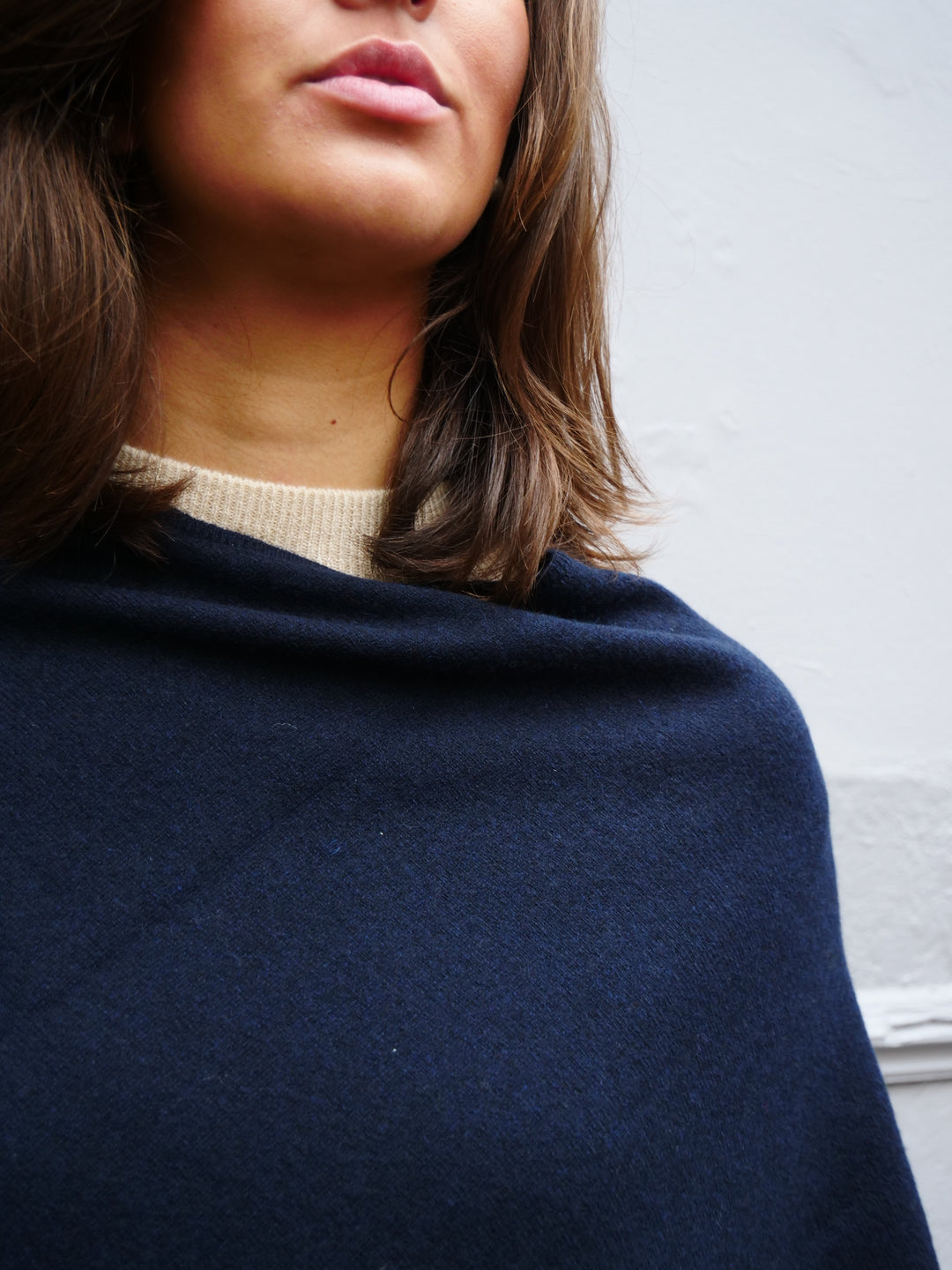 SY-24001 Poncho - 100% Cashmere - Damer - Mørkeblå