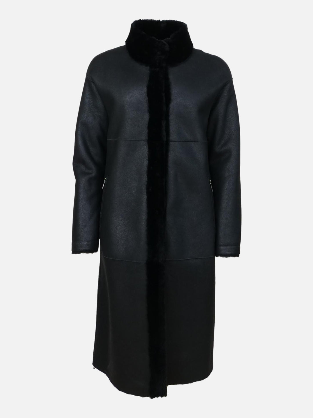 Carol, 105 cm. - Nappa lammefrakke - Dame - Sort