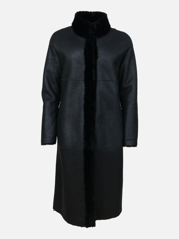 Carol, 105 cm. - Nappa lammefrakke - Dame - Sort