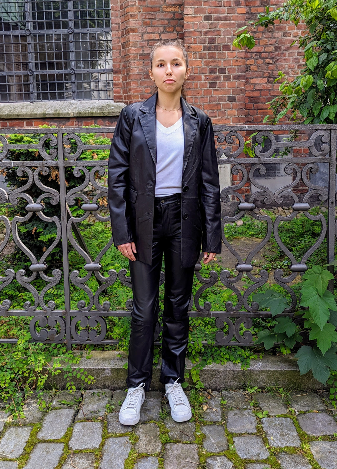 Julissia Blazer, 73 cm. - Lam Malli Leer - Dames - Zwart