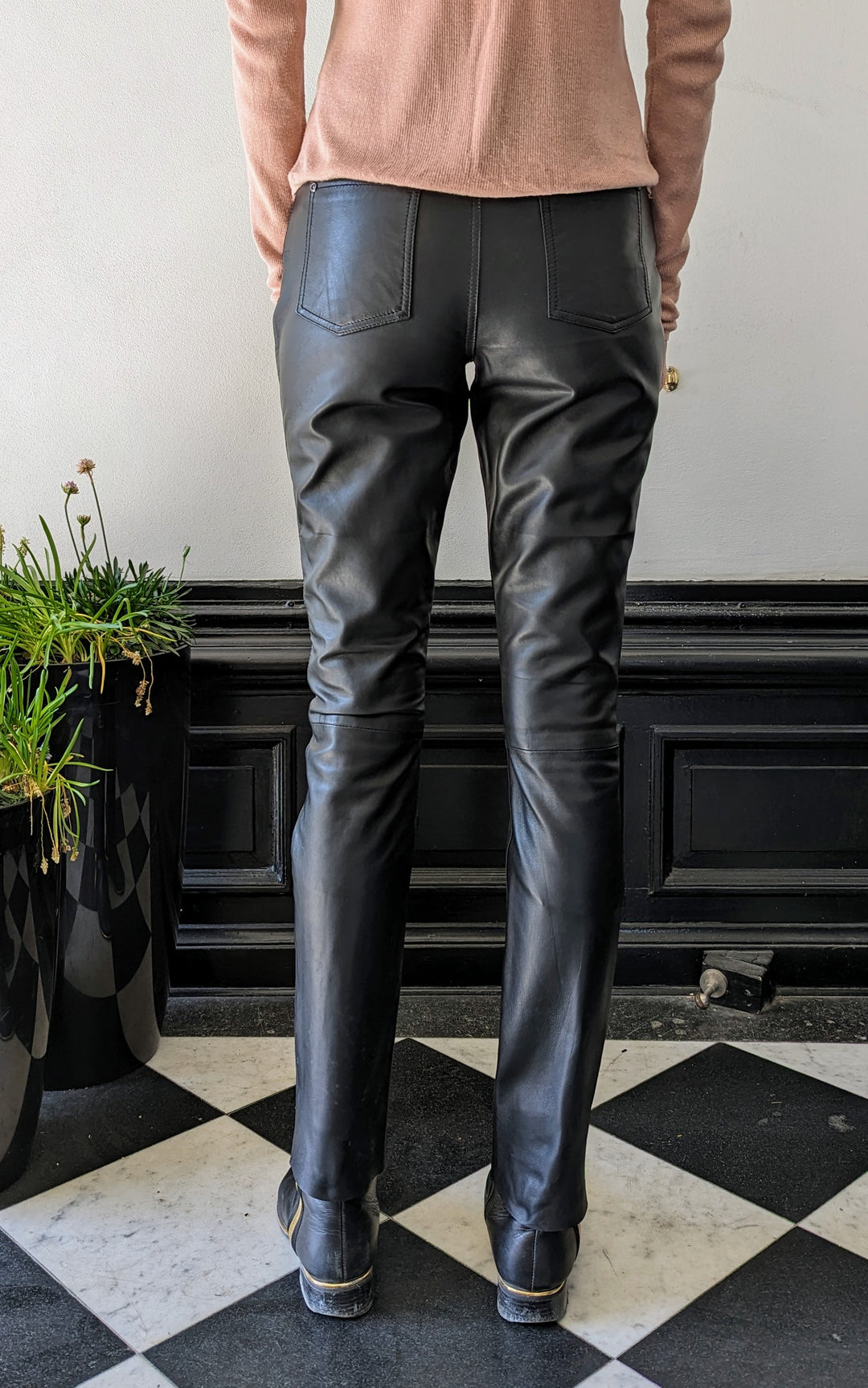 Jill Trouser - Pantalón de piel de napa de cordero - Mujer - Negro