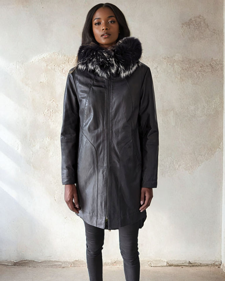 Ny Sofia - Lammeskinnjakke - Dame - Sort