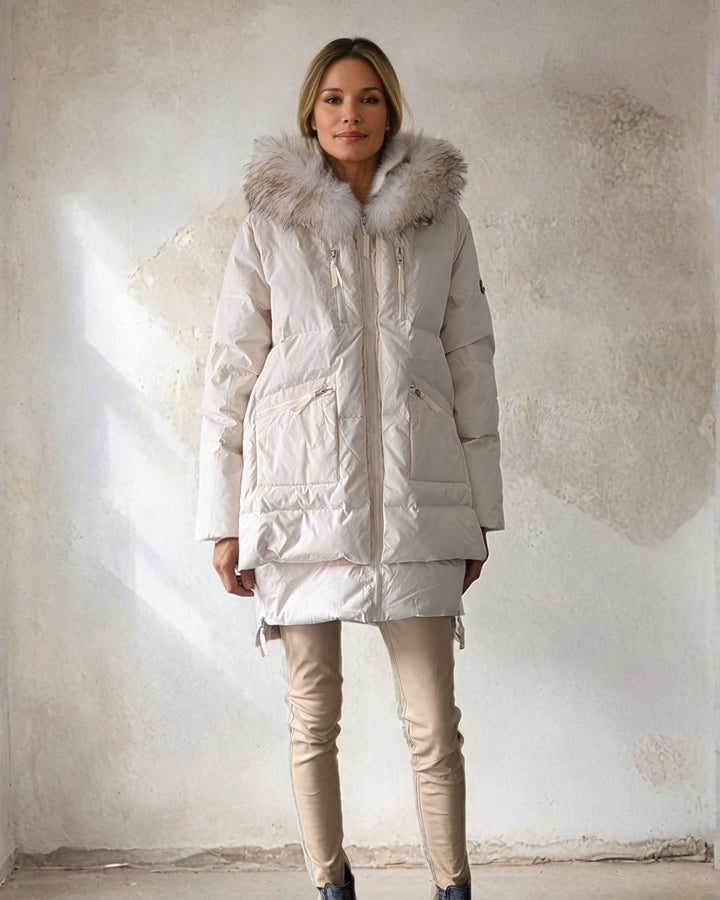 Michelle 2, 90 cm. - Capuchon - Dons - Dames - Gebroken wit