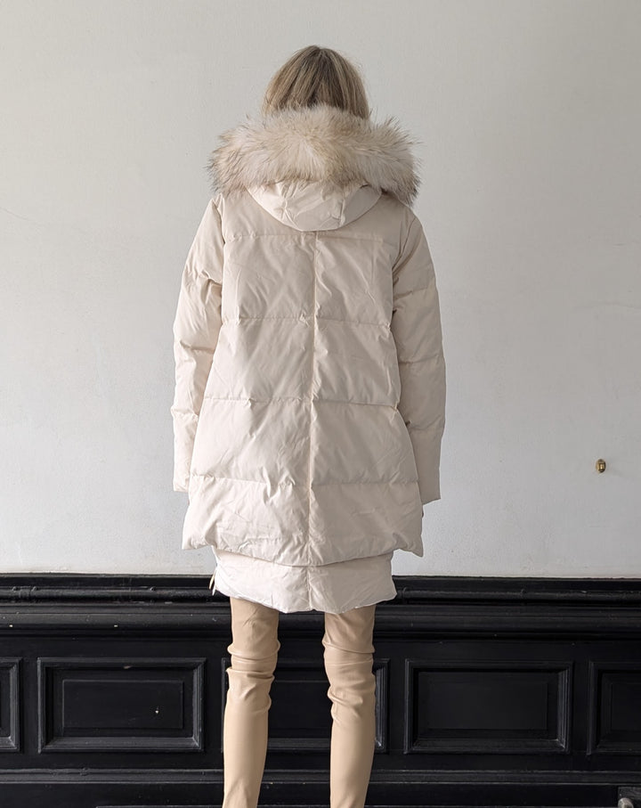 Michelle 2, 90 cm. - Capuchon - Dons - Dames - Gebroken wit