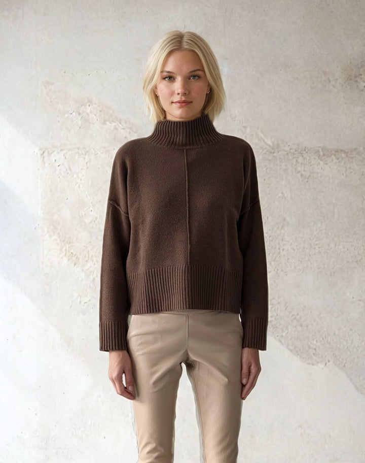 SY-23080 Sweater - 100% Cashmere - Kvinde - Mørkebrun