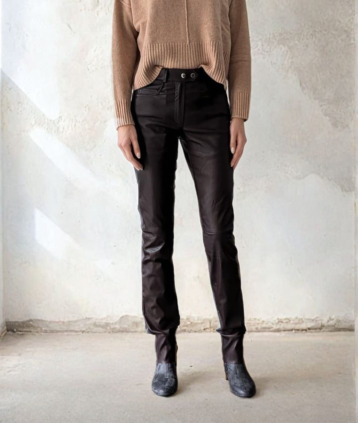 Envi Broek - Lamsstretch Leer - Dames - Bruin