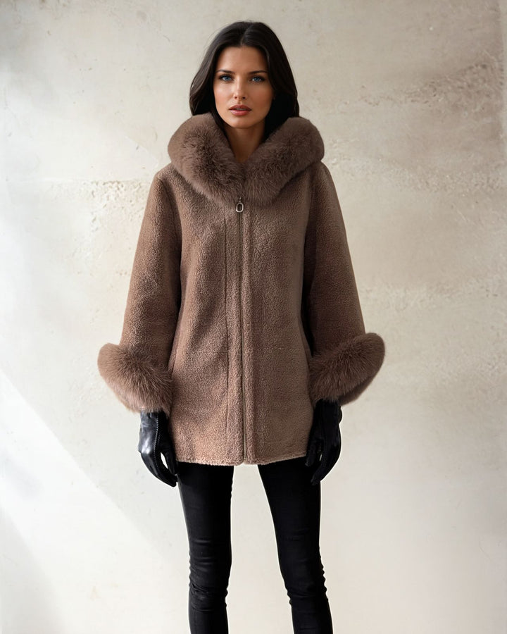 Franciane, 78 cm. - Hette - Air 100% ulljakke - Dame - Kastanje