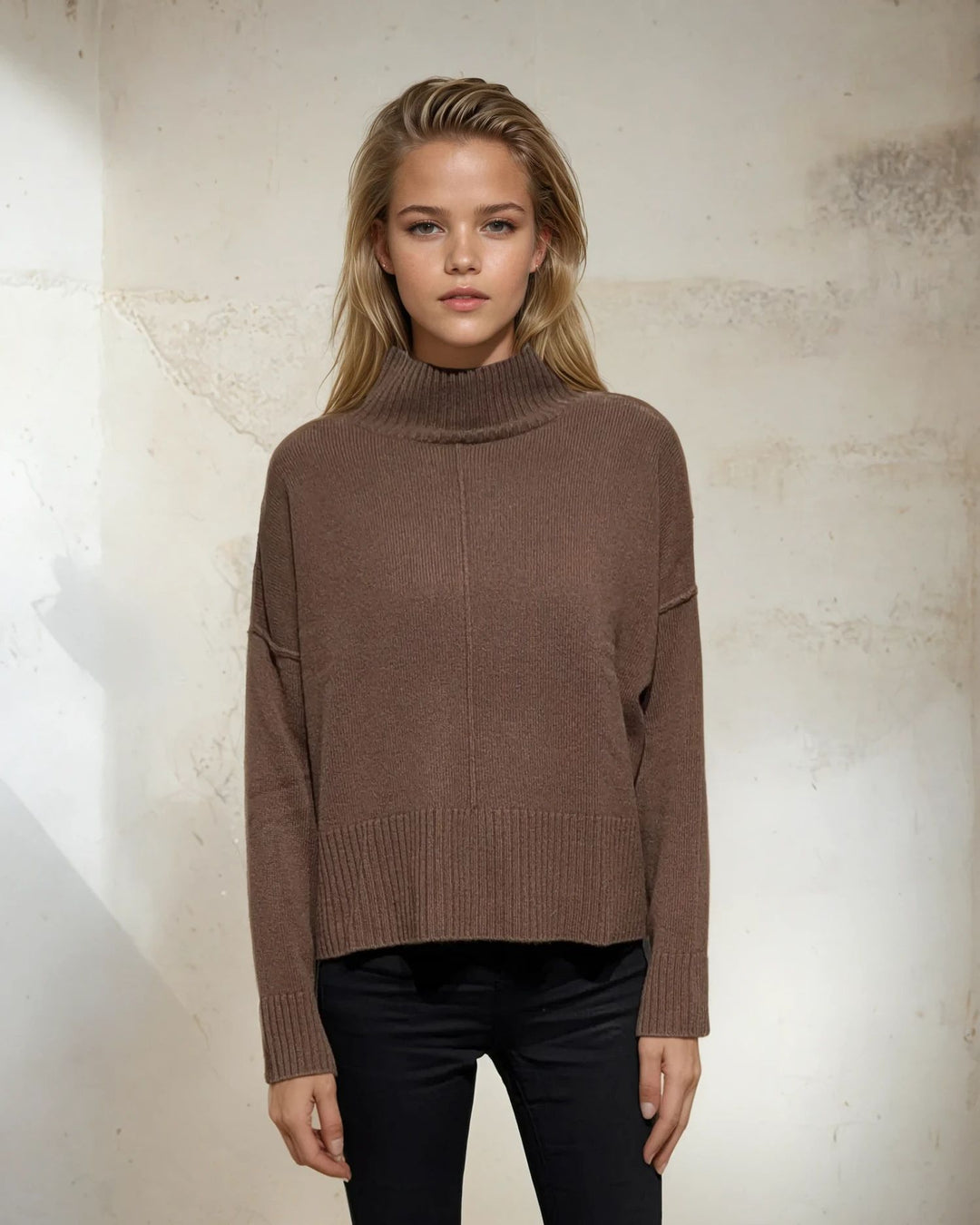 SY-23080 Sweater - 100% Cashmere - Kvinde - Mørkebrun