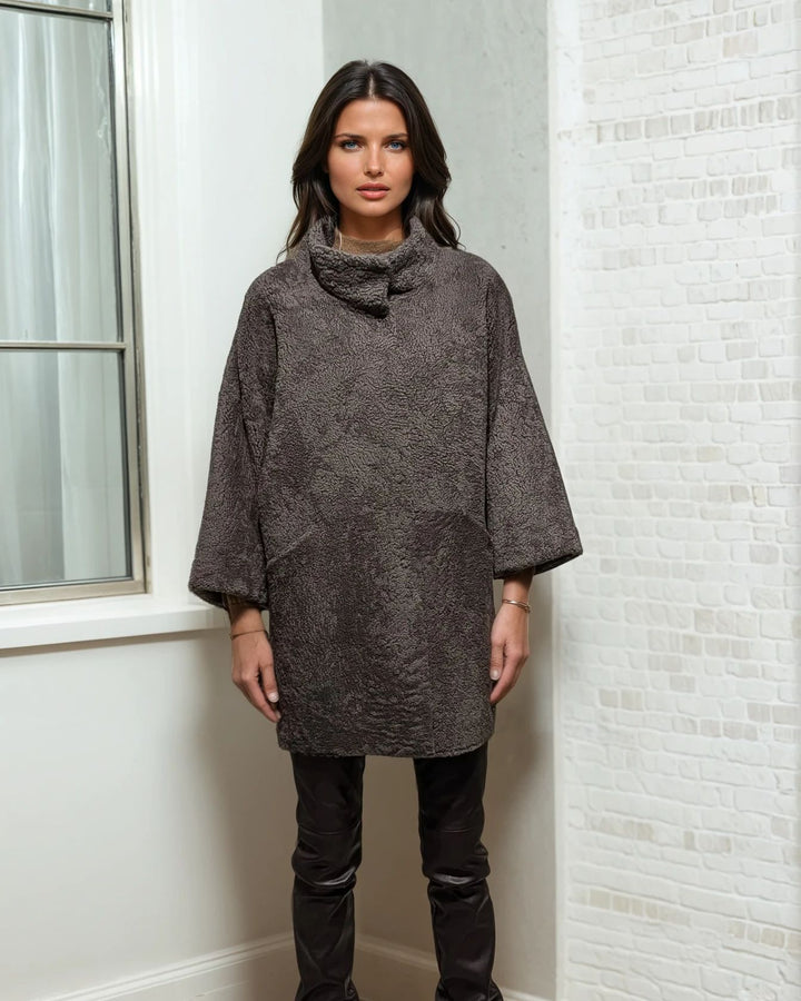 Harlette, 85 cm. - Collar - Cordero Rizado - Mujer - Taupe