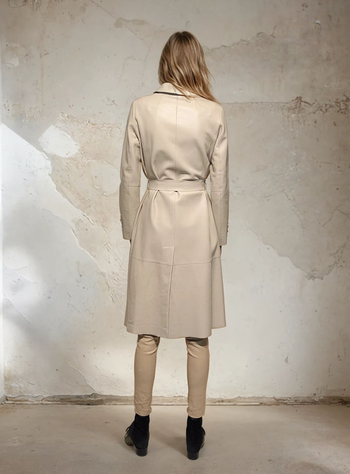Alvison, 109 cm. - Lamb Dior Bonded -nahka - Takki - Naiset - Hiekka