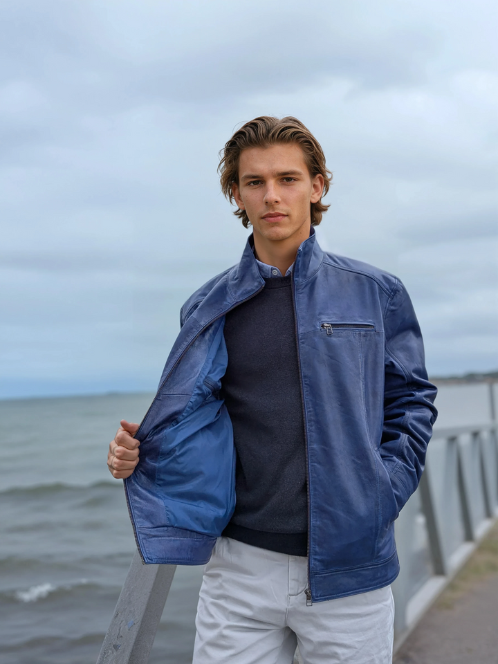 Athir Lamb Polish Nappa Leather -Man Cobalt Blue