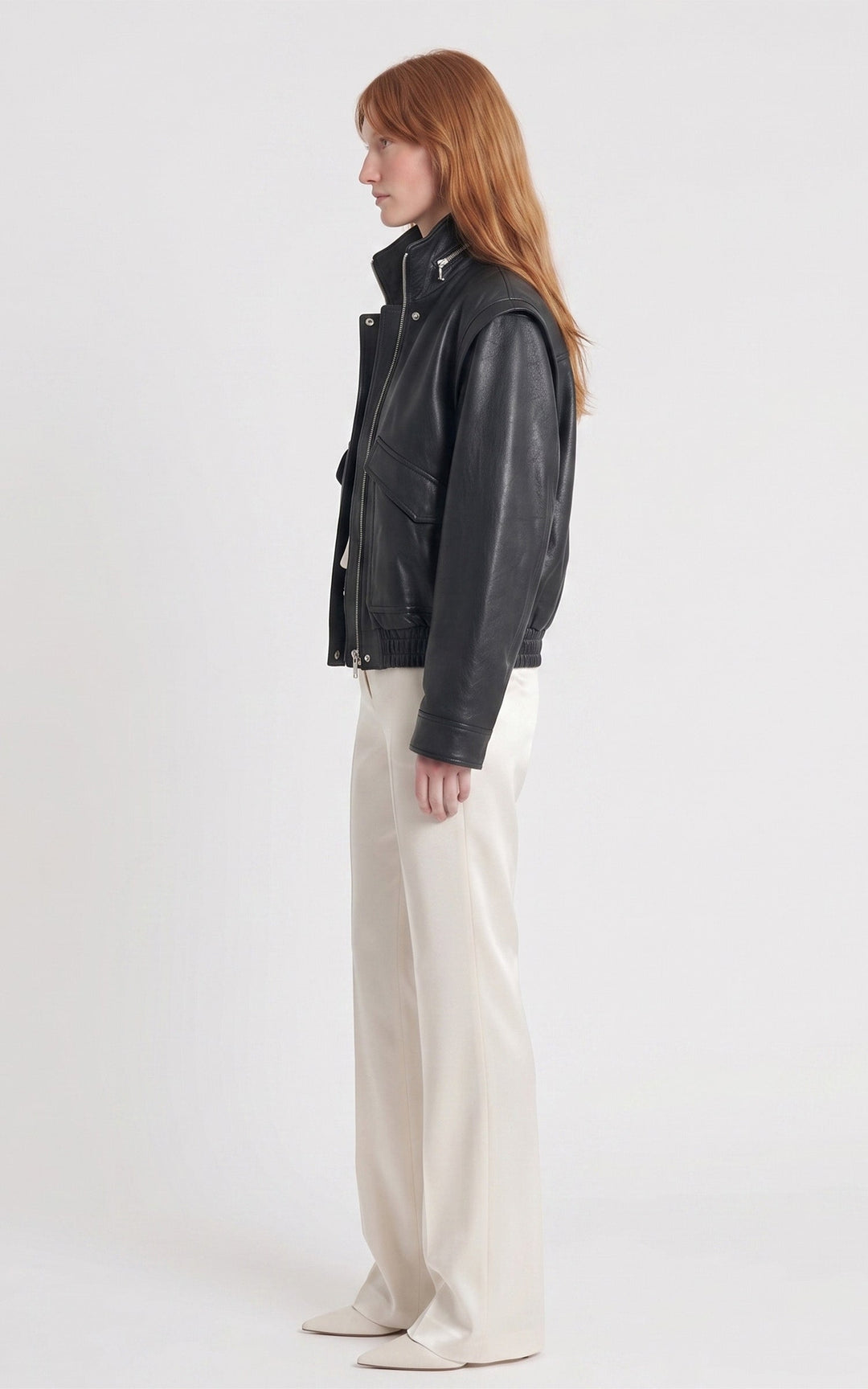Black Serge Pariente Leather Jacket - Women