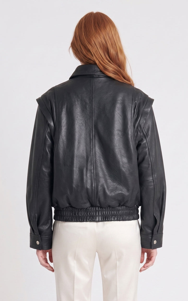 Black Serge Pariente Leather Jacket - Women