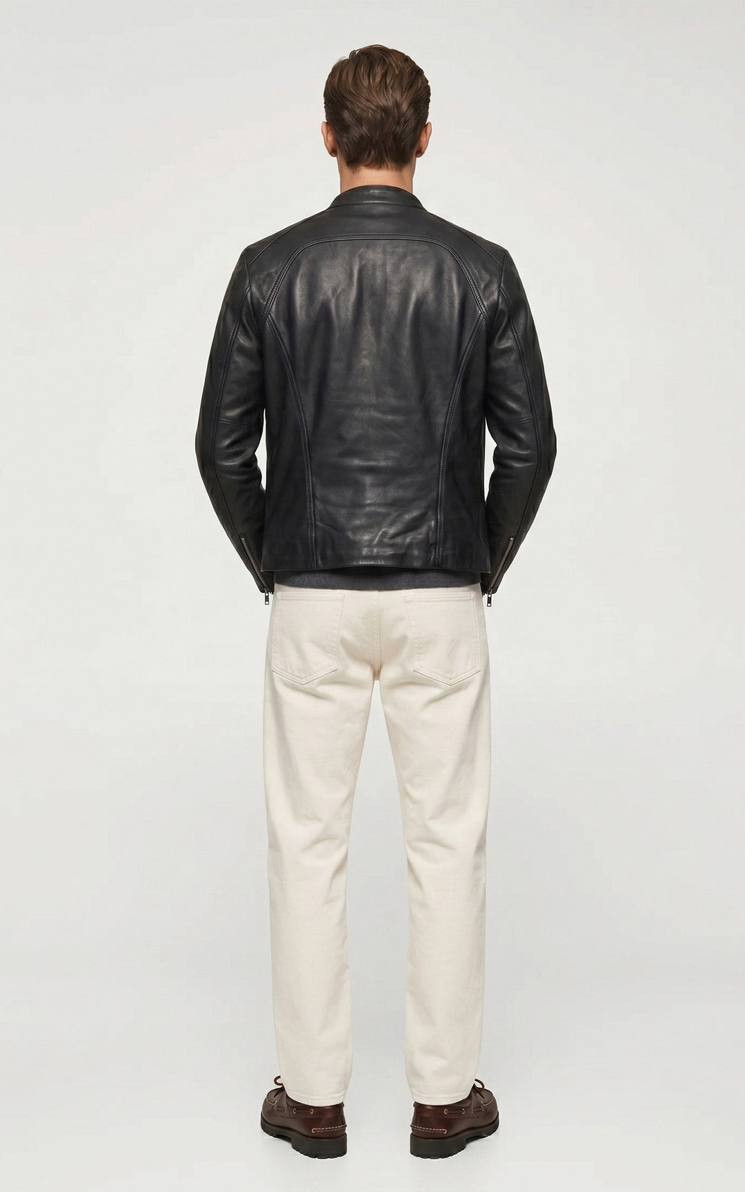 Leni Black Leather Biker Jacket - Men