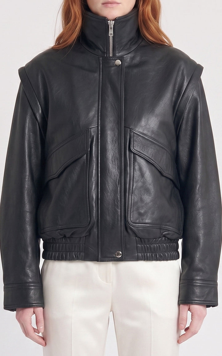 Black Serge Pariente Leather Jacket - Women