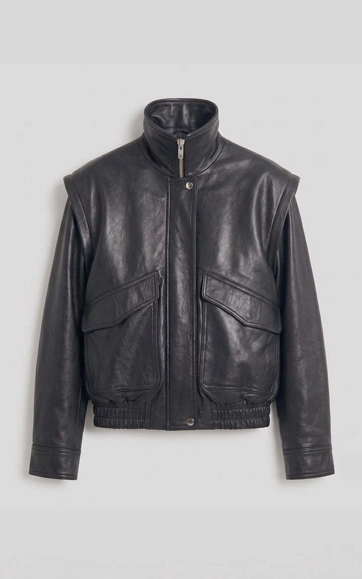Black Serge Pariente Leather Jacket - Women
