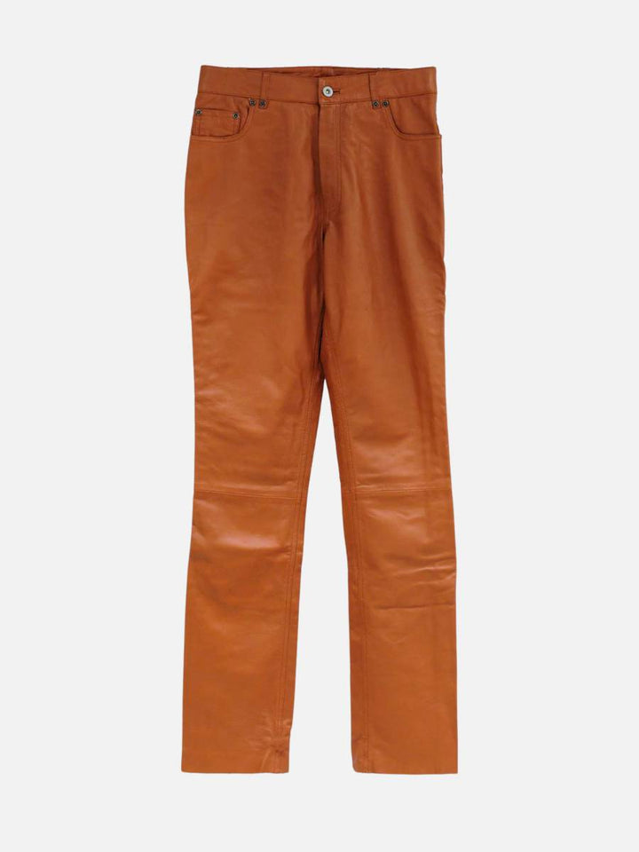 Jill Trouser - Lamb Nappa Læderbukser - Damer - Dark Tan