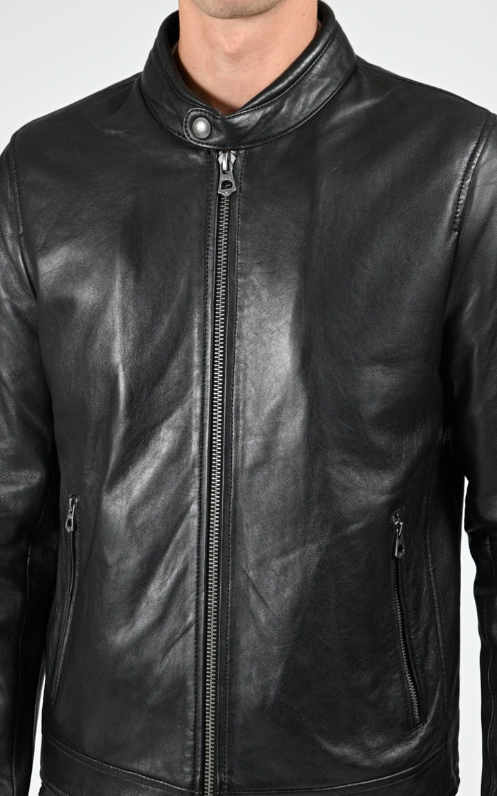 Blouson Cuir Homme Daytona 73, modèle Shafter hood 104441 de couleur black
